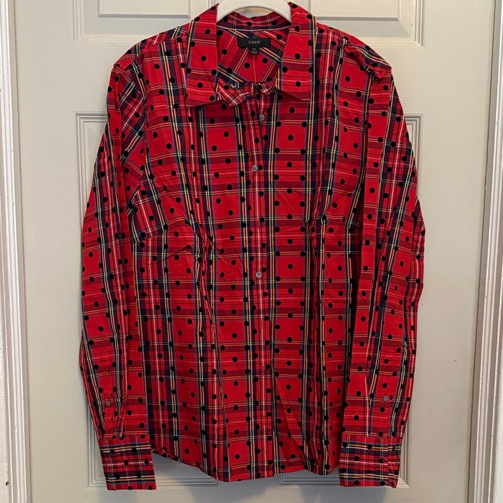 J. Crew Red and Black Plaid Men's Shirt
